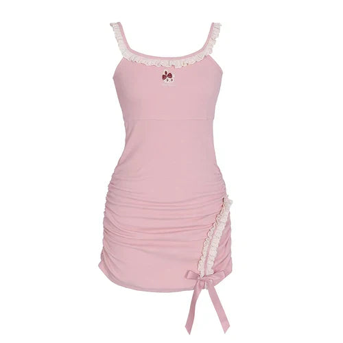 WW | Kawaii Stil Zwei-Piece Set Süßes Cardigan + Raffiniertes Spitzenkleid