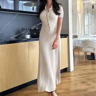 WW | Patchwork Revers Strick Maxi Kleid