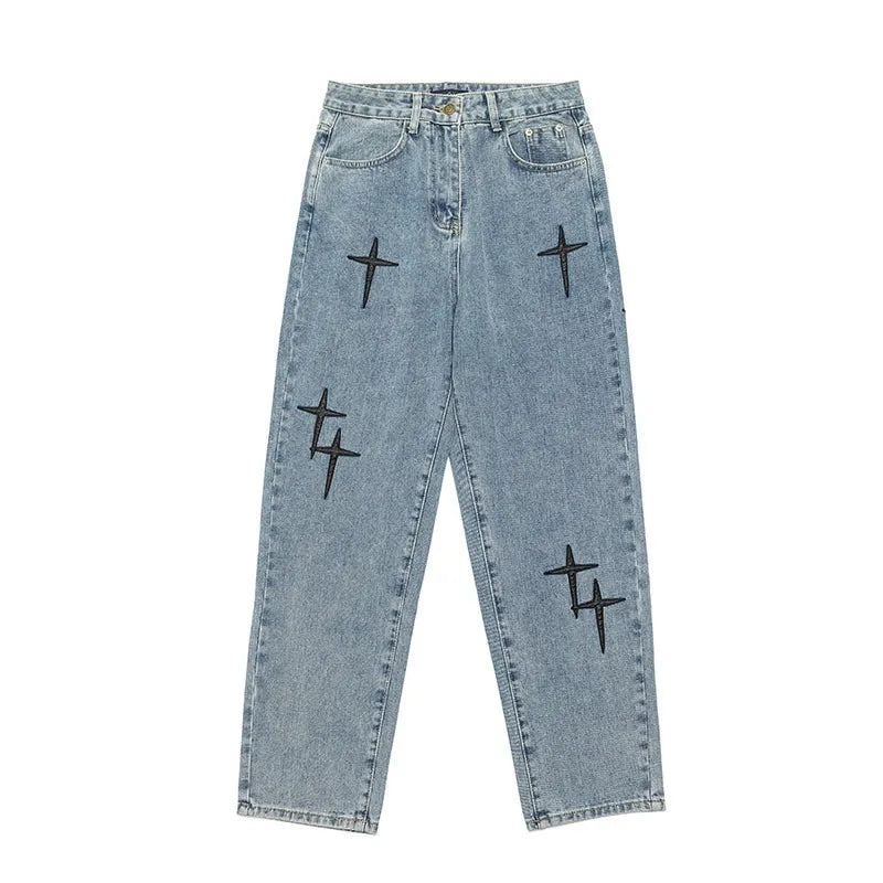 WW | Blasting Bedruckte Baggy Weit Geschnittene Jeans Für Männer