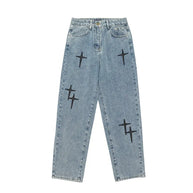 WW | Blasting Bedruckte Baggy Weit Geschnittene Jeans Für Männer