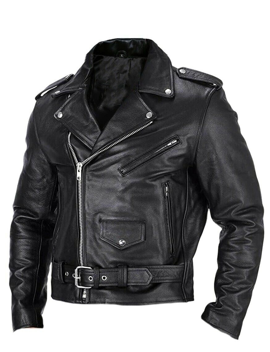 W&W Mode | Lederjacke für Herren | Slim Fit | Stehkragen | Winddichte Motorradjacke