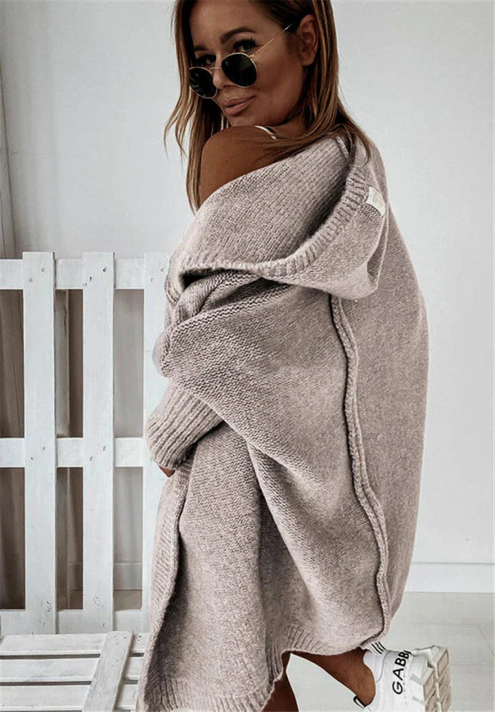 WW | Superweiche Gestrickte Strickjacke Mit Taschen Und Kapuze Für Damen