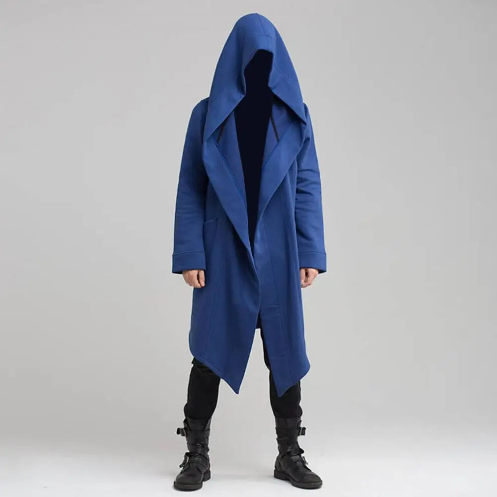 WW | Lange Strickjacke Im Gothic Stil Mit Kapuze Für Herren