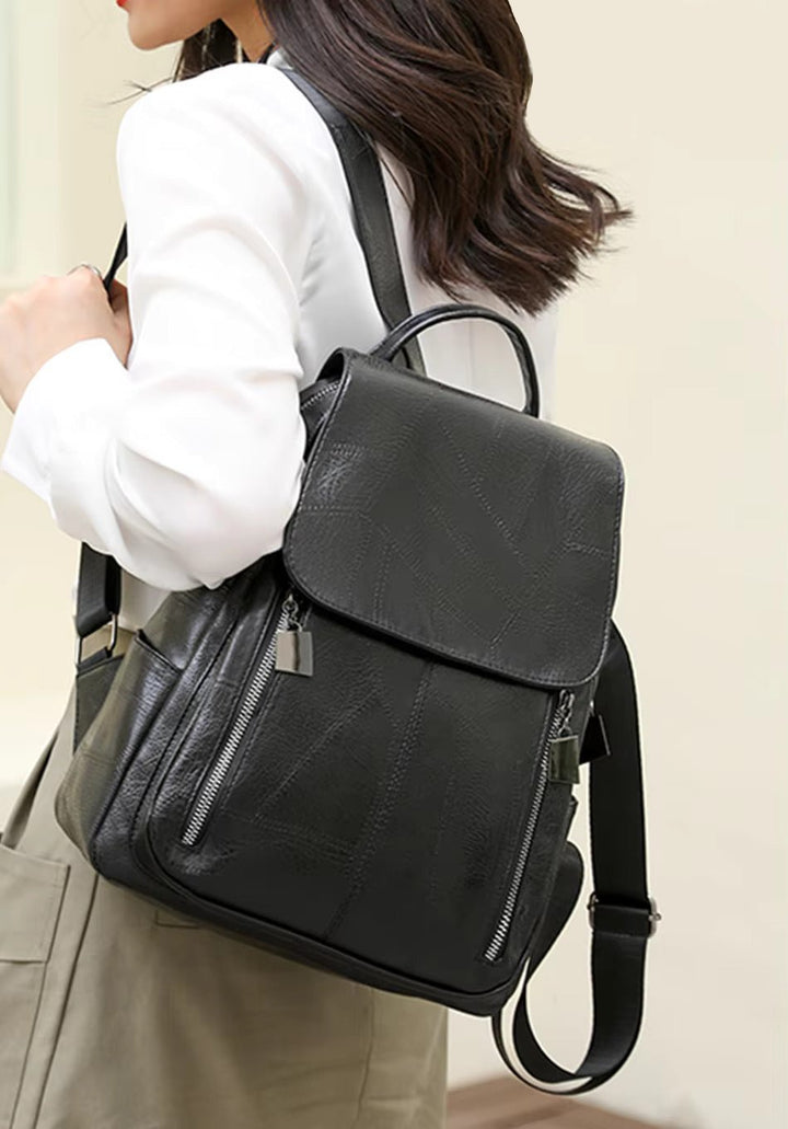 Damen-Lederrucksack mit diebstahlsicherem Design