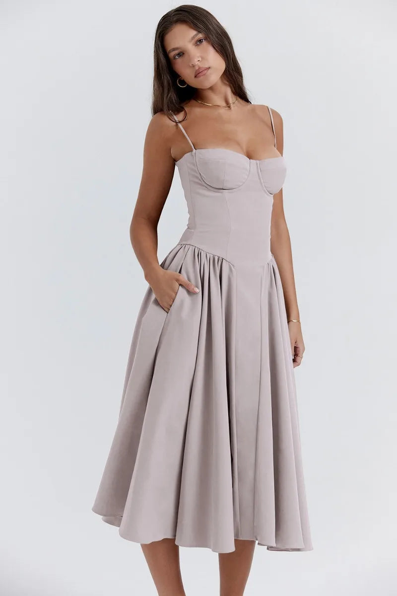 W&W Mode | Ärmelloses Midikleid Mit Korsett Passform