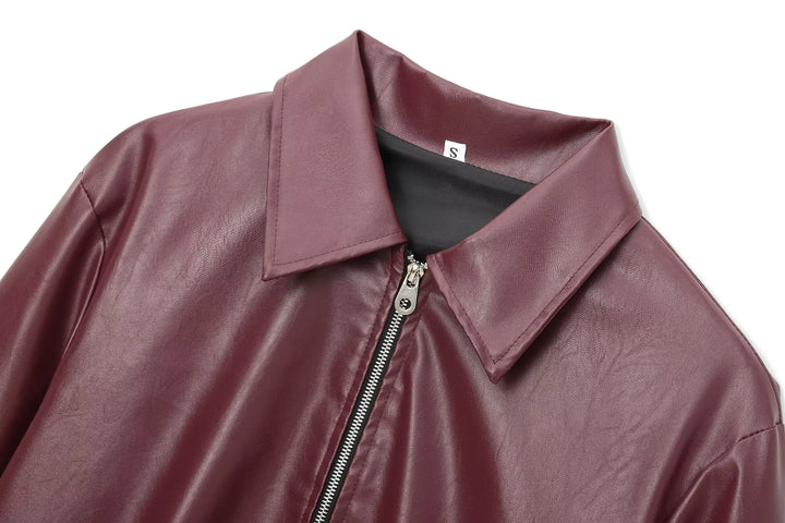 W&W Mode | Lederjacke mit Reißverschluss Vorne und Klassischem Reverskragen