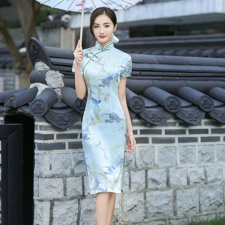 WW | Cheongsam Qipao Mode Kleidung Lässig Elegant Ethnischer Stil Vintage Kleid für Frauen Streetwear Frauen Kleidung Festlich Chinesisch