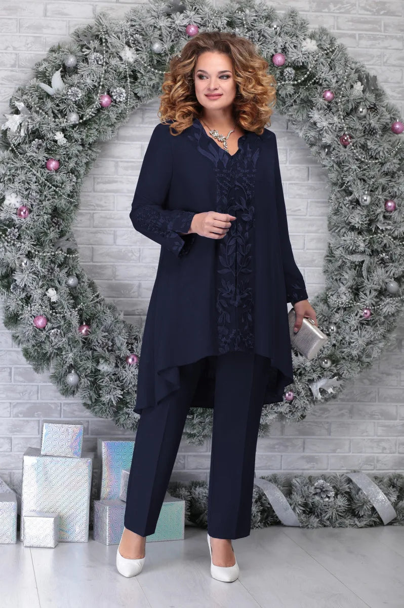 WW | 3 Teiliges Besticktes Plus Size Satz Für Frauen