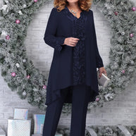 WW | 3 Teiliges Besticktes Plus Size Satz Für Frauen