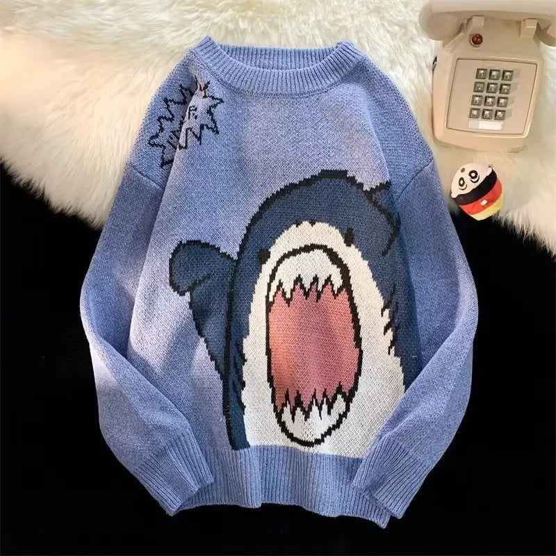 W&W Mode | Winterpullover mit Cartoon-Hai-Design für Paare