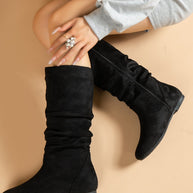 WW | Damen Stiefel Aus Wildleder Mit Seitlichem Reißverschluss, Wadenlang, Frühlingskollektion