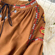 WW | Bestickte Maxikleid aus Leinen mit Laternenärmeln Virjelyn