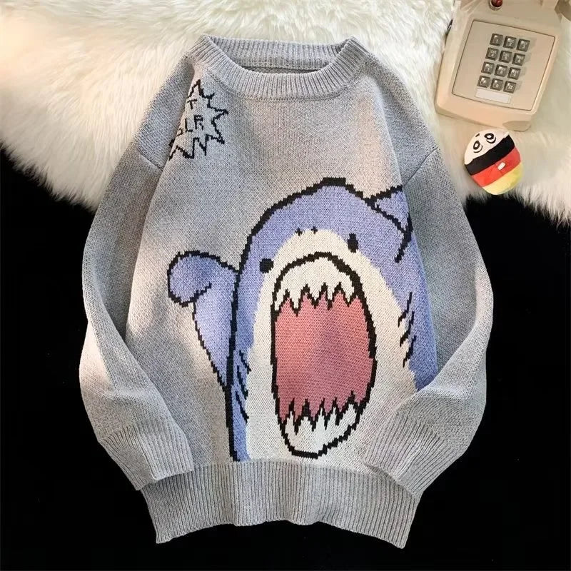 W&W Mode | Winterpullover mit Cartoon-Hai-Design für Paare