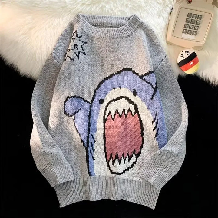 W&W Mode | Winterpullover mit Cartoon-Hai-Design für Paare