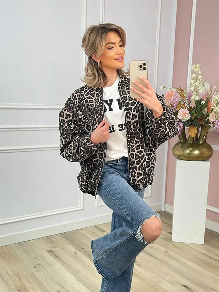 W&W Mode | Retro Lange Ärmel Leopard Jacke