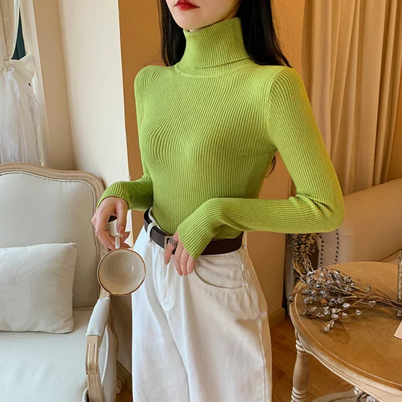 W&W Mode - Damen-Ripp-Turtleneck für elegante Raffinesse