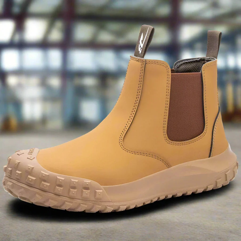 WW | Ergonomische Wasserdichte Sicherheitsschuhe Ohne Schnürsenkel Für Herren Mit Stahlkappen Und Breiter Passform