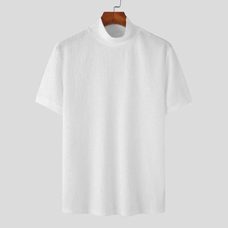 WW | Stilvolles Gestricktes T-shirt Mit Hohem Kragen Für Herren