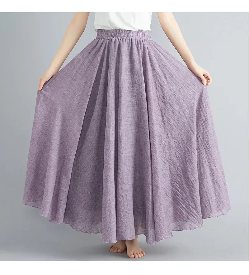 WW | Mode Baumwolle Leinen Kleidung Frauen Röcke Maxi Y2K Elegant Strand Saia Ropa Mujer Lässiges Kleid Boho Lange Röcke Faldas Harajuku