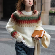 WW - Hässlicher Weihnachtspulli - Dick gestrickter Pullover mit Retro-Muster