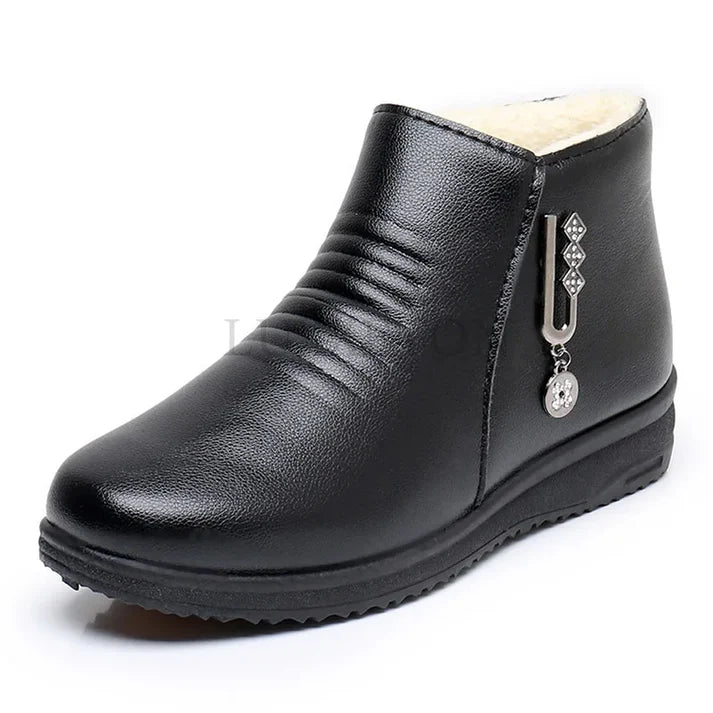 WW | Stilvolle Winter Schwarz Schicke Orthopädische Knöchelboots Für Frauen
