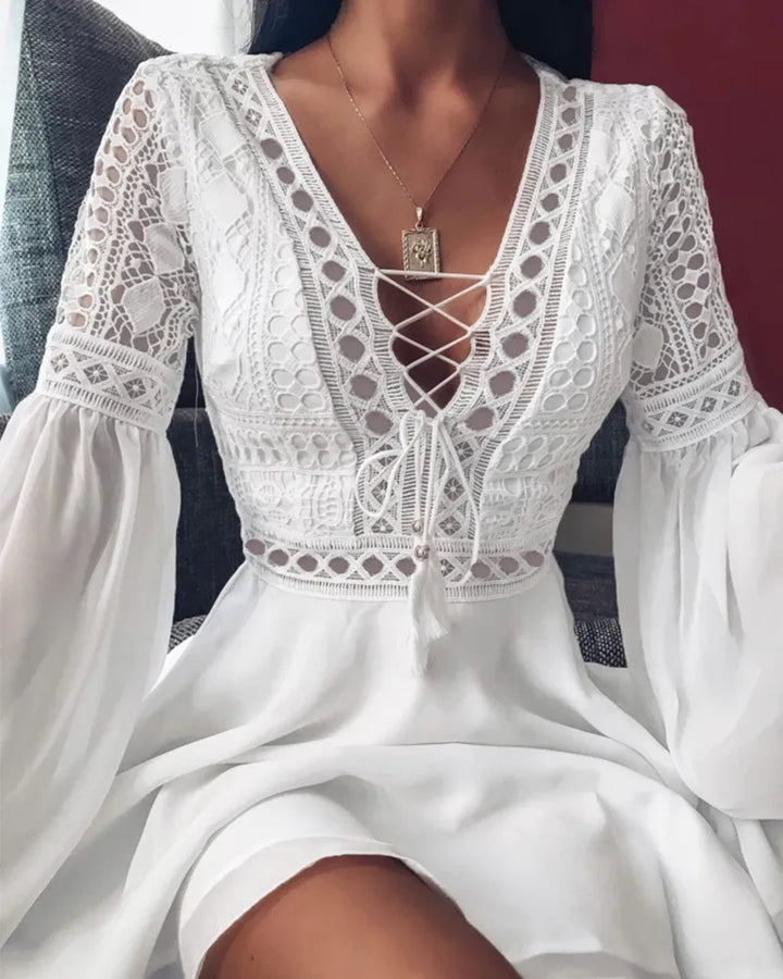 W&W Mode | Langarmkleid Mit Stickerei Und Spitze
