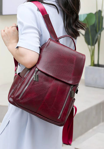Damen-Lederrucksack mit diebstahlsicherem Design