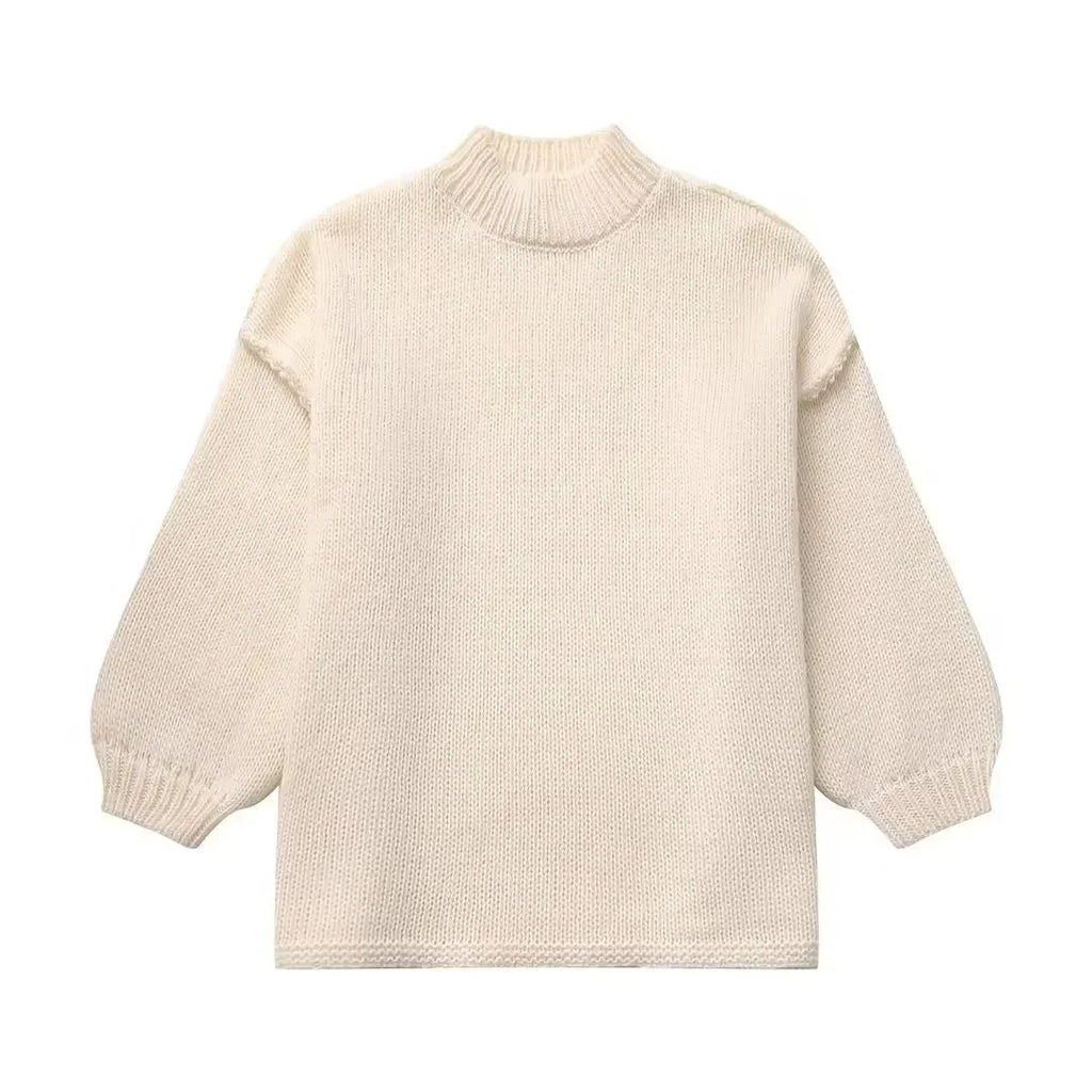 WOLFF - Damen gemütlicher Ballonärmel Pullover