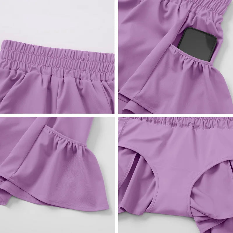 WW | Damen Sport Shorts Mit Rüschen Und Taschen