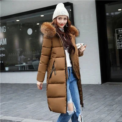 W&W Mode - Damen-Winterparka - Warmer Mantel mit großer Kapuze und Pelzkragen
