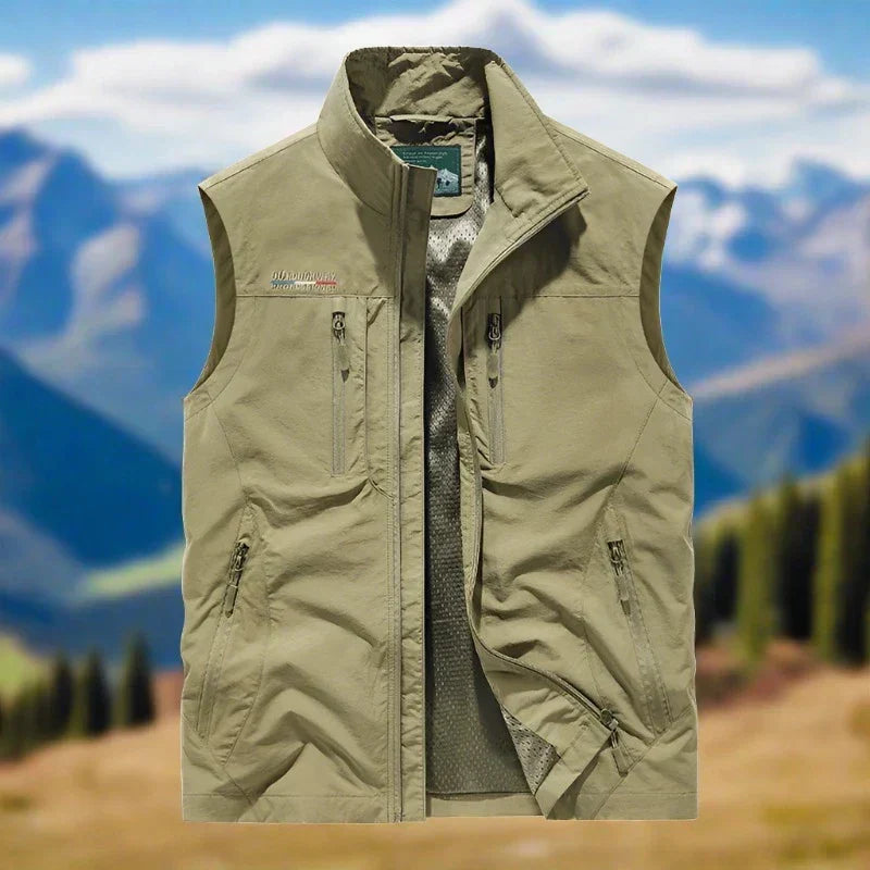 W&W Mode Herren Outdoor-Weste mit Reißverschluss und mehreren Taschen