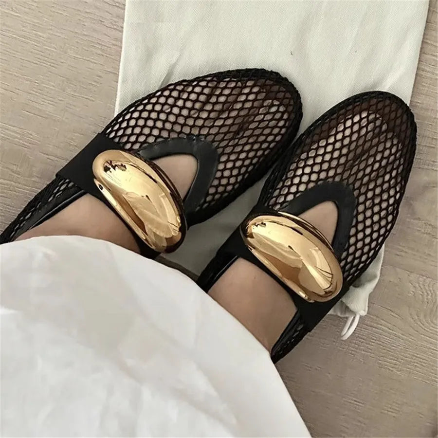 Damen Ballerinas mit Mesh-Obermaterial und elastischem Band