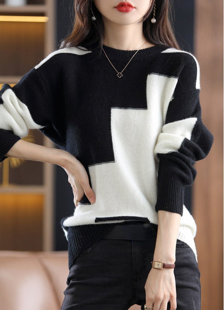 W&W Mode - Gestrickter Freizeitpullover - Damen Gemütlicher Strickpullover
