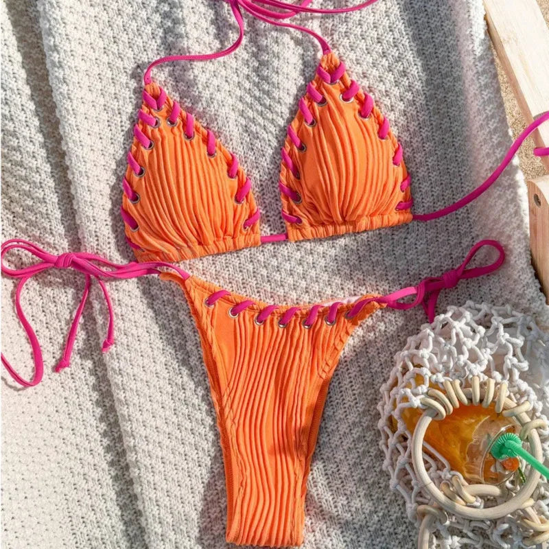 WW | Bikini Badekleidung mit Dekorativen Schnüren