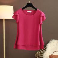 WW | Chiffon Bluse Mit O-ausschnitt Und Kurzen Ärmeln