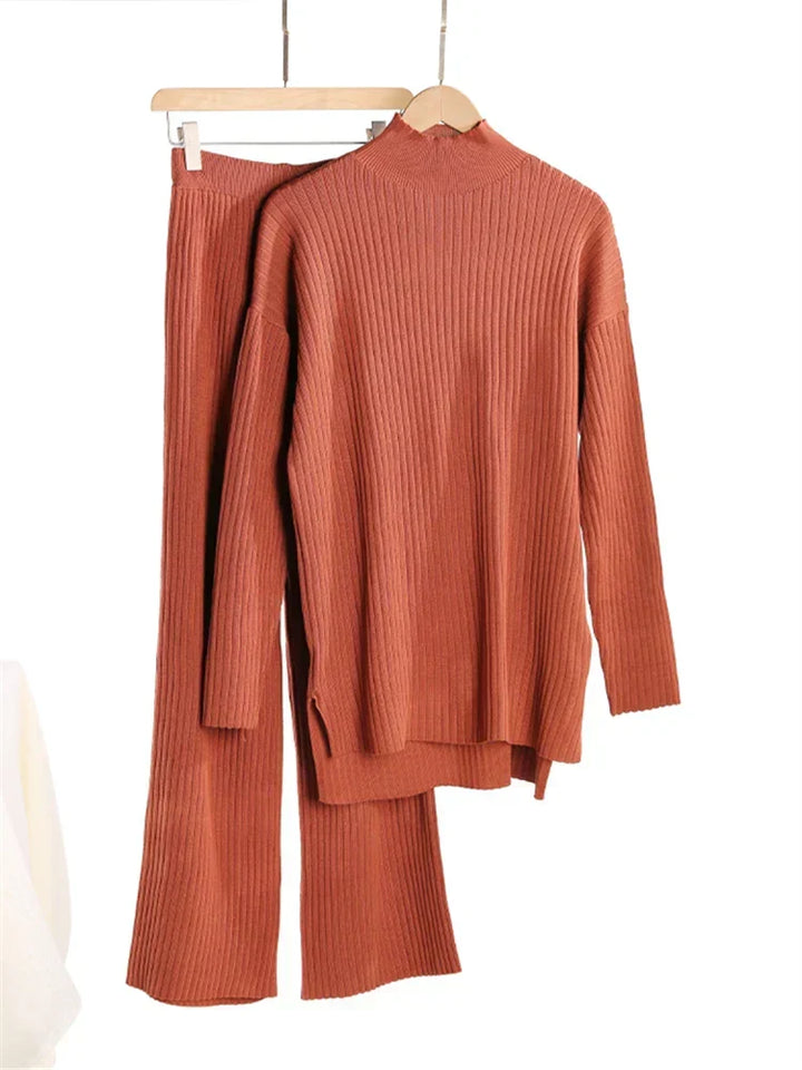 W&W Mode | teilige Loungewear-Set - gestrickter Damenpullover und Hose