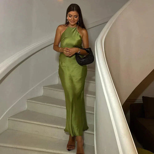 W&W Mode | Elegantes Damen Neckholder Kleid Aus Seide Glamourös & Bequem
