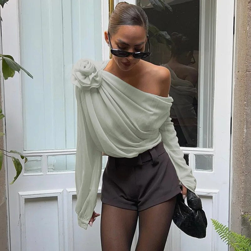 WW | Drapierte Ein-Schulter-Bluse