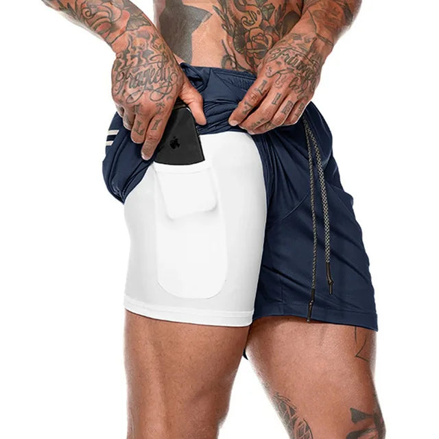 W&W Mode | Herren 2 in 1 Laufshorts Schnelltrocknend Für Sport Und Training Selfico