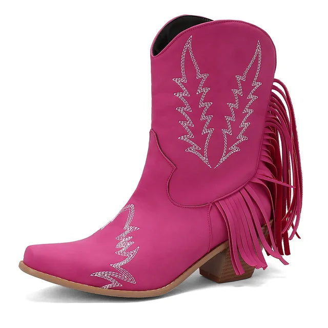 Damen-Cowboy-Stiefeletten mit Fransenquasten