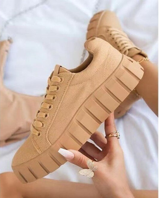 WW | Wildleder Sneakers Mit Klobigem Plateau Für Damen