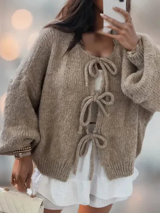WW | Strickcardigan mit Schleifenverschluss für Damen