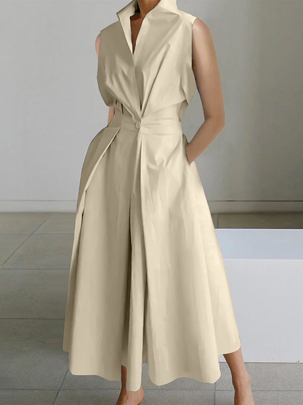 WW | Weißes Hemdkragen Urban Baumwollkleid
