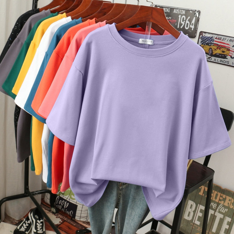 WW Kuscheliges Baumwoll-Basic: Plus-Size T-Shirt für Damen