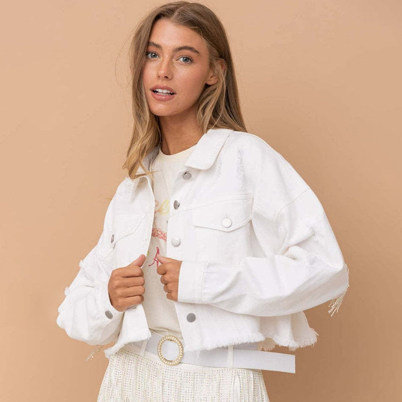 WW - Jeansjacke mit Fransen