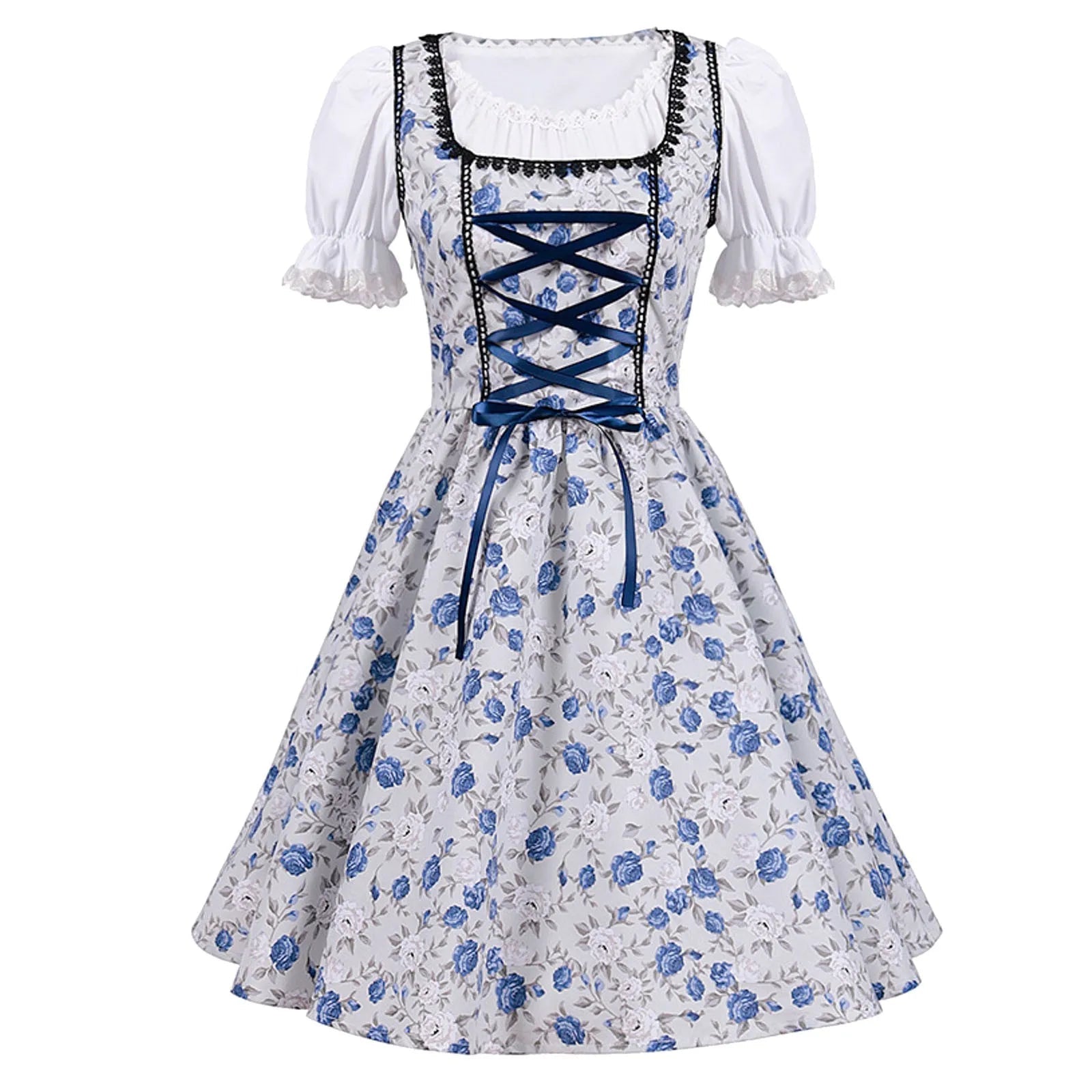 WW | Kurzärmelig Spitze Oktoberfest Kleid mit Schürze