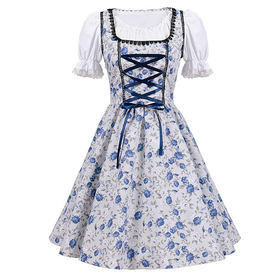 WW | Kurzärmelig Spitze Oktoberfest Kleid mit Schürze