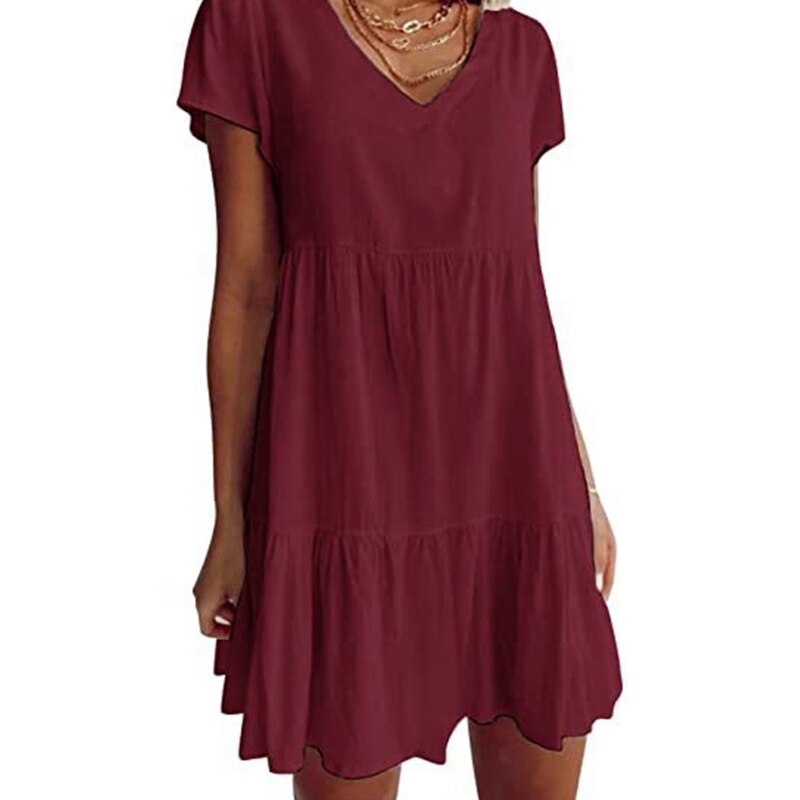 W&W Mode kurzärmeliges gewebtes Kleid