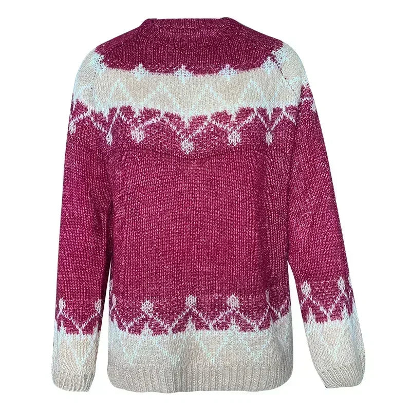 WW -  Hässlicher Weihnachtspulli - Dicker Strickpulli mit gemütlichem Jacquardmuster