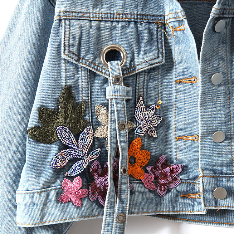 WW | Denim Jacke Mit Blumenstickereien Und Pailletten